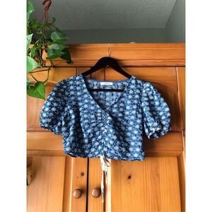 Idem Ditto Cropped Embroidered Floral Top Size M